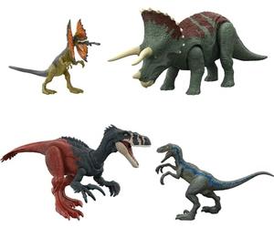 Mattel Jurassic World Coffret 4 Dinosaures de Base Siamosaurus, Instinct de Survie, avec code ADN scannable, Jouet Enfant, Dès 4 ans, HJJ85