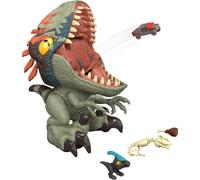 Mattel Jurassic World Rebirth Figurine Velociraptor Fierce Feeder | Dinosaure raptor interactif stylisé avec fonction avaler et recracher, 4 accessoires alimentaires, JKG86