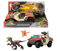 Mattel Jurassic World Rebirth Vehicle with 1 Human & 1 Dinosaur Figure, Launch