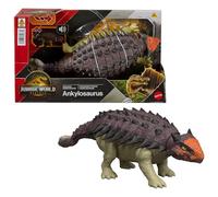Mattel Jurassic World : Renaissance, Ankylosaurus Rugissement féroce, dinosaure avec coup de tête activé en bougeant la queue, attaque multidirectionnelle et son, jeu virtuel, JGB90