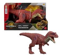Mattel Jurassic World : Renaissance , Aucasaurus Rugissement féroce, dinosaure avec mouvement de mâchoire activé en bougeant la queue, attaque multidirectionnelle et son, jeu virtuel, JGB88