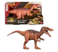 Mattel Jurassic World: Renaissance Baryonyx dinosaure articulé, jouet avec morsure commandée à partir de la queue, attaque dans toutes les directions, rugissement féroce, son et jeu virtuel, JGC79