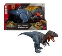 Mattel Jurassic World : Renaissance, Figurine articulée Abelisaurus Rugissement féroce, dinosaure avec mouvement de mâchoire, attaque multidirectionnelle et son, jeu virtuel, JGB91
