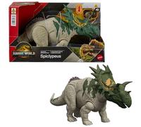 Mattel Jurassic World : Renaissance, Figurine articulée Spiclypeus Rugissement féroce, dinosaure avec coup de tête activé en bougeant la queue, attaque et son, jeu virtuel, JGB89