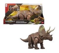Mattel Figurine dinosaure Jurassic World Eotriceratops JGB93, 2 attaques par la queue, jeu virtuel
