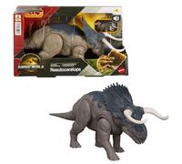 Mattel Jurassic World : Renaissance , Nasutoceratops dinosaure articulé , jouet avec morsure commandée à partir de la queue, attaque dans toutes les directions, rugissement féroce, JGC81