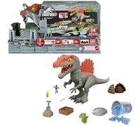 Mattel Jurassic World Spinosaurus Démolisseur de Cage Figurine articulée et jouet à déballer, sable, gel et pâte à modeler, jeu d'évasion, de découverte et de sauvetage, HTP71
