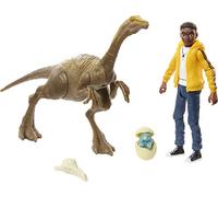 Mattel Jurassic World Toys Camp Crétacé Darius et Gallimimus Humain et Dino Pack avec 2 figurines d'action et 2 accessoires, coffret cadeau et objet de collection pour les fans de dinosaures