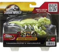 Mattel Jurassic World Transforming Tyrannosaurus Rex et Ankylosaurus 2in1 Vert