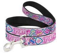 Mattel Laisse pour Chien Barbie Meet Me in Malibu Icons Collage Rose Multicolore 1,8 m de Long 2,5 cm de Large