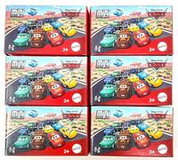 Mattel Lot de 6 voitures 3 mini racers pour la Coupe mondiale de la GRC Flash McQueen Mater Flo Ramone Fabulous Doc Hudon Sally Guido Luigi Shu Todoroki Miguel Camino Cruz Ramirez