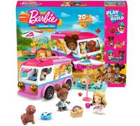 Mattel, Mega Barbie Aventure dans le camping-car de rêve avec 2 mini-poupées et accessoires, Coloré