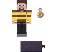 Mattel Minecraft Bees Shirt Steve Action Figure, 3.25-in, with 1 Build-a-Portal Piece & 1 Accessory, Building Toy Inspired by Video Game, Collectible Gift for Fans & Kids Ages 6 Years & Older