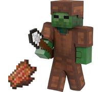 Mattel Minecraft Zombie Diamond Level Figurine articulée à collectionner avec 4 accessoires, 14 cm, design pixélisé HTM05
