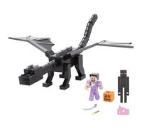 Mattel Minecraft Ender Dragon Coffret de figurines articulées, sons, lumières et souffle de brume avec figurines Steve et Enderman de 8 cm HTN25