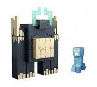 Mattel Minecraft Figurine Twisted Warden avec Variations Lumineuses et sonores, Attaque musclée et Effet pixélisé, JMK46