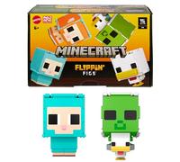 Mattel Minecraft Flippin’ Figs Coffret de 2 figurines Mouton et Poule 2 en 1 à manipuler, têtes surdimensionnées et design pixélisé HXK17