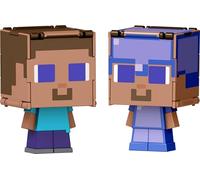 Mattel Minecraft Flippin' Figs Figures avec Fidget Play 2 en 1, jouet à l'échelle de 9,5 cm avec grande tête et motif pixelisé (les personnages peuvent varier)