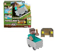 Mattel Minecraft Minecart RC avec Steve | Véhicule télécommandé avec turbo Wheelie, torche lumineuse et design pixelisé, JMT40