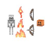 Mattel Minecraft Squelette Diamond Level Figurine articulée à collectionner avec 6 accessoires, 14 cm, design pixélisé, HTM06