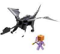 Mattel Minecraft Toys Ultimate Ender Dragon Grande figurine d'action avec accessoires Steve et 4 x 8,5 cm Jouez avec les lumières, le son, le brouillard et le changement de couleur