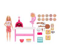 Barbie Coffret Pizzeria avec poupée Blonde et 25 Accessoires, Dont pâte, ingrédients pour Pizza et Bien Plus Encore, JMK21