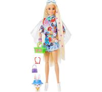 Mattel Poupée Barbie Extra avec robe fleurie et son lapin de compagnie