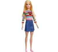 Mattel - Poupée - Barbie Malibu Poupée de mode avec chemise en forme de cœur et jupe en jean Idéal pour les enfants à partir de 3 ans
