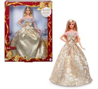 Barbie Poupée Joyeux Noël 2025, poupée Blonde emblématique Portant Une Robe Agent et Or, poupée Collector pour Les fêtes, avec Emballage de présentation et Socle, JBJ00
