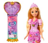 Mattel Poupée Disney Jewel Reveal Raiponce JLK28 – 8 surprises, boîte en forme de cœur, bague enfant