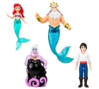 Mattel Coffret 4 poupées Disney Ariel – sirène, Éric, Ursula, Roi Triton, trident – JHG84