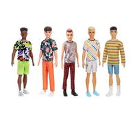 Barbie Fashionistas poupée Mannequin Ken #152 aux Cheveux blonds moulés avec Chemise Bleue Tropicale et Short Corail, Jouet pour Enfant, GYB04