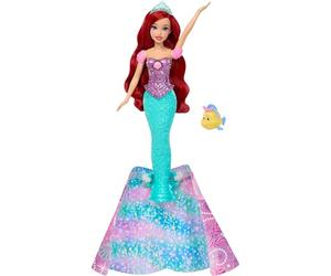 Mattel Princesses Disney Ariel Transformable Poupée avec Figurine Polochon et 2 diadèmes, inspirée du Film, JLK19