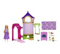 Mattel Princesses Disney Coffret La Tour de Raiponce avec poupée articulée Raiponce, Figurine Pascal, tour 360°, 6 espaces de jeu et 15 accessoires, Jouet Enfant, Dès 3 ans, HMV99