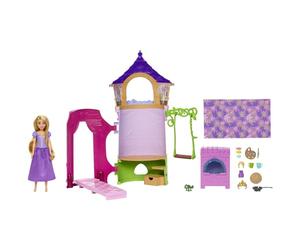 Mattel Princesses Disney Coffret La Tour de Raiponce avec poupée articulée Raiponce, Figurine Pascal, tour 360°, 6 espaces de jeu et 15 accessoires, Jouet Enfant, Dès 3 ans, HMV99