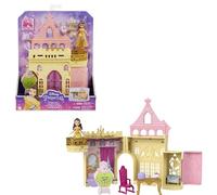 Mattel Princesses Disney Coffret Le Château de Belle Histoires à Empiler, maison de poupée avec mini-poupée et 8 éléments de jeu, Jouet Enfant, Dès 3 ans, HLW94, Jaune