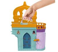 Mattel Princesses Disney Le Château de Jasmine Coffret Histoires à Empiler, maison de poupée avec mini-poupée, 2 amis et 7 éléments de jeu, jouets à emporter partout, cadeaux pour enfants, HPV04