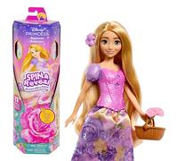 Mattel Princesses Disney Spin & Reveal Coffret avec poupée Raiponce et 11 surprises, dont 5 accessoires, 5 autocollants et une scène de jeu, jouet inspiré du film, HTV86