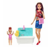 Mattel Barbie - Coffret Babysitter Heure Du Bain - Coffret Poupée Mannequin