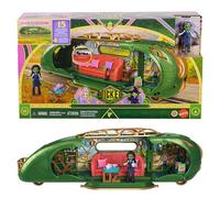 Mattel Universal Pictures Wicked Coffret Train de la Cité d’Émeraude du Film d’Universal Pictures avec Petite poupée Elphaba, 3 espaces de Jeu et 14 Accessoires inspirés du Film, JKM07