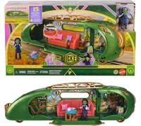 Mattel Universal Pictures Wicked Coffret Train de la Cité d’Émeraude du Film d’Universal Pictures avec Petite poupée Elphaba, 3 espaces de Jeu et 14 Accessoires inspirés du Film, JKM07