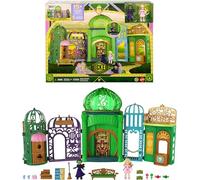 Mattel Universal Wicked: Partie 2 Coffret Cité d’Émeraude avec Petites poupées Glinda et Elphaba, 5 espaces de Jeu et 15 Accessoires inspirés du Film, JFM22