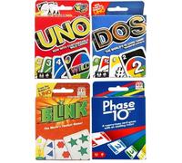 Mattel Uno, Dos, Blink and Phase 10 Lot de 4 jeux de cartes Combo