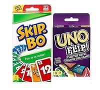 Mattel Uno Flip and Skip Bo Lot de 2 Jeux de Cartes Combo