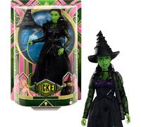 Mattel Poupée Wicked Elphaba – peau verte, cheveux noirs tressés, posabilité, look de salon amovible
