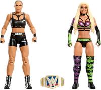 Mattel WWE Championship Showdown Lot de 2 figurines d'action et accessoires, série #16 Ronda ROusey vs Liv Morgan à collectionner, 15,2 cm