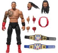Mattel WWE Édition Ultimate, coffret Roman Reigns de 15 cm à collectionner, tête supplémentaire et mains interchangeables, tenue d’entrée et 30 points d’articulation HVF86