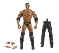Mattel WWE Figurine Articulée Élite WrestleMania The Rock, 25 points d’articulation, mains interchangeables et accessoires, à collectionner, Jouet Enfant, Dès 3 ans, HKP13