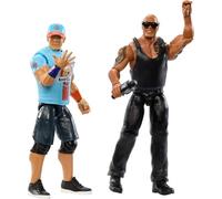 Mattel WWE Main Event Championship Showdown Lot de 2 figurines d'action et accessoires, série #19 The Rock vs John Cena Ensemble de collection