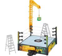 Mattel WWE Money in The Bank Ensemble de jeu avec 2 modes de jeu et plus de 40 sons et phrases, comprend une grue de lanceur, des échelles et une mallette, 33 x 50 cm